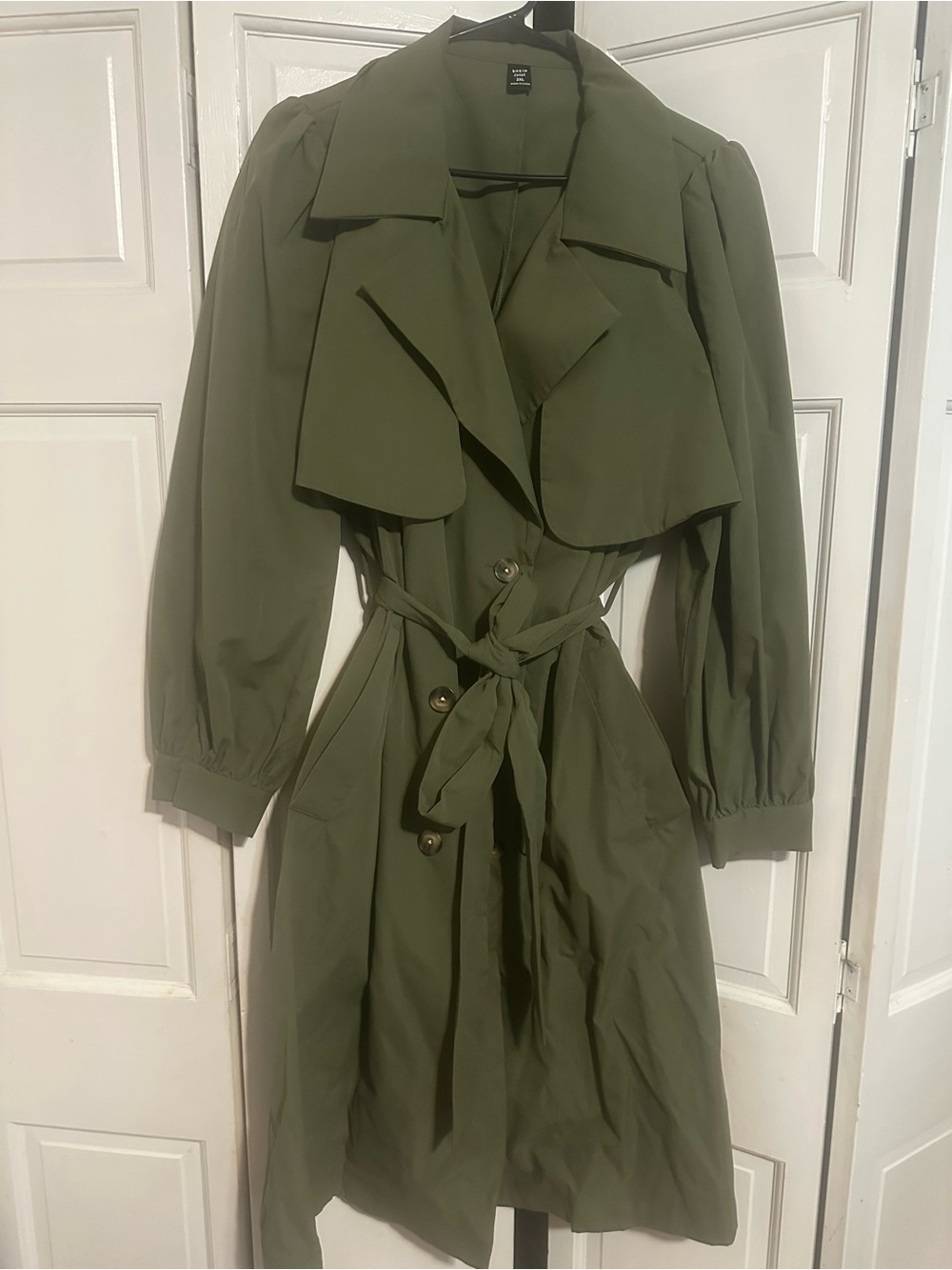 SHEIN Olive Green Belted Trench Coat